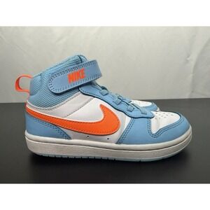 Nike Court Borough Mid 2 Kids Size 12.5C Sneakers Aquarius Blue Orange